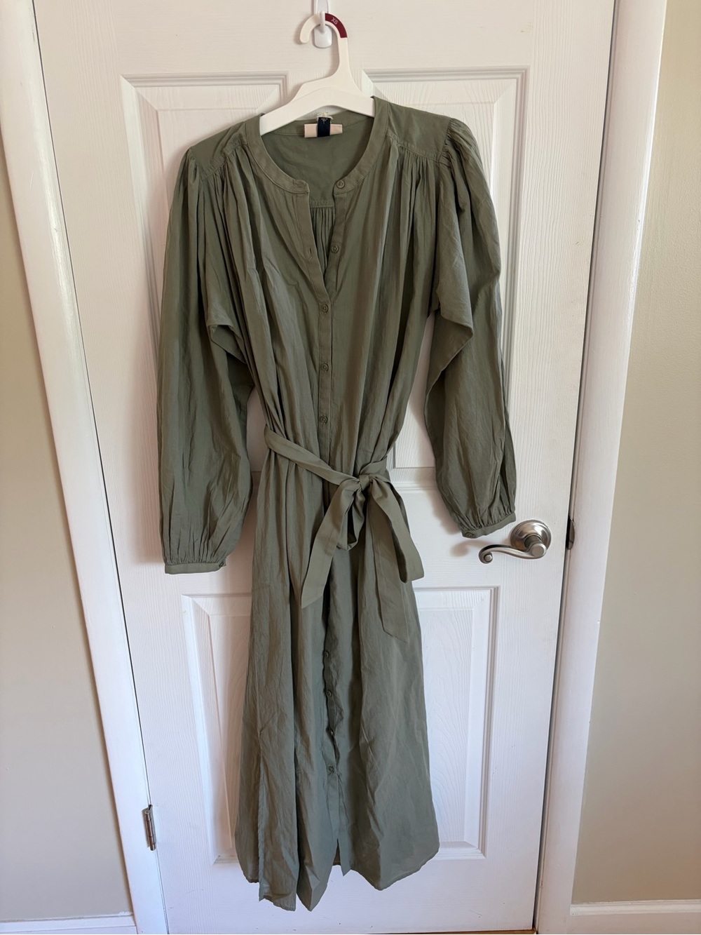 Universal Thread Olive Maxi Shirt Dress with Waist Tie